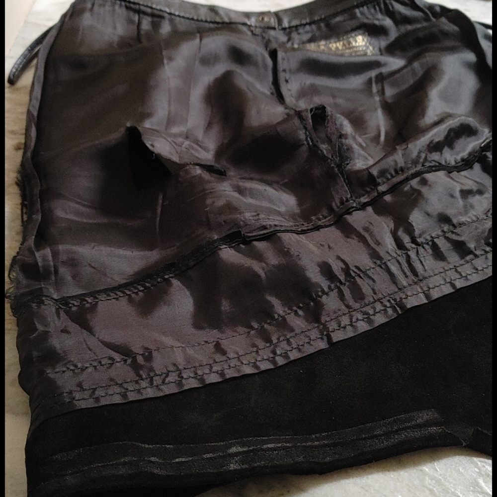 Vintage Designer Layered Leather Black Lambskin Skirt - Picture 12 of 15